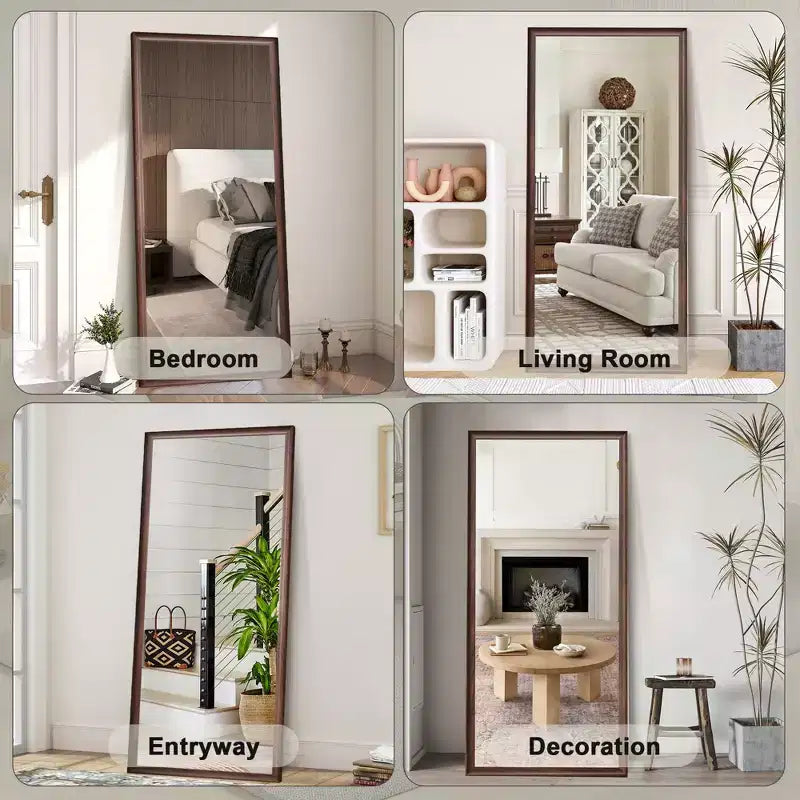 Specchio intero elegante 70*32 pollici con cornice in legno, specchio da terra 5mm con foro per appendere, specchio da parete per soggiorno, cabina armadio
