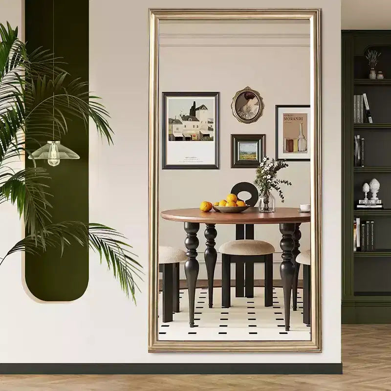 Specchio intero elegante 70*32 pollici con cornice in legno, specchio da terra 5mm con foro per appendere, specchio da parete per soggiorno, cabina armadio