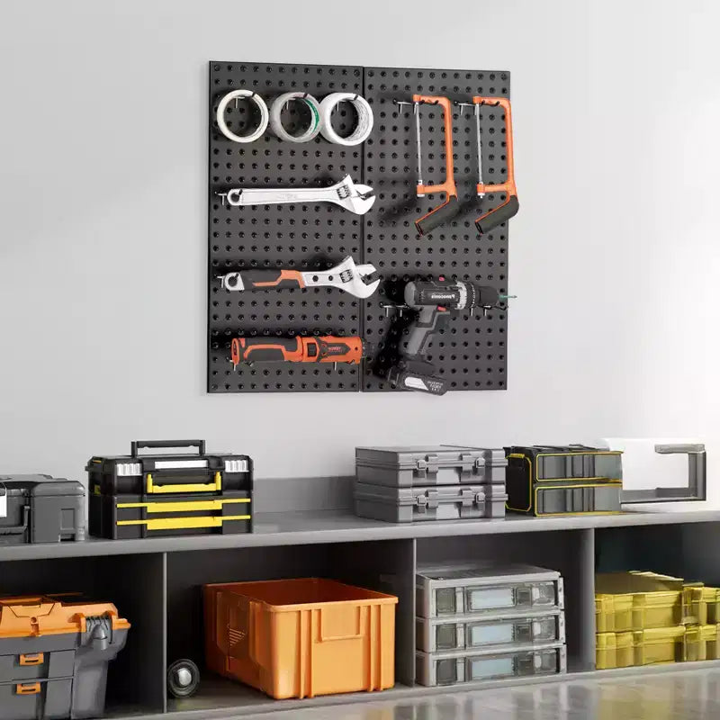 Pannelli per Pegboard in Metallo VEVOR, Pegboard 24 x 12, 2 Pannelli, Organizzatore da Parete per Pegboard Resistente con Accessori, Nero