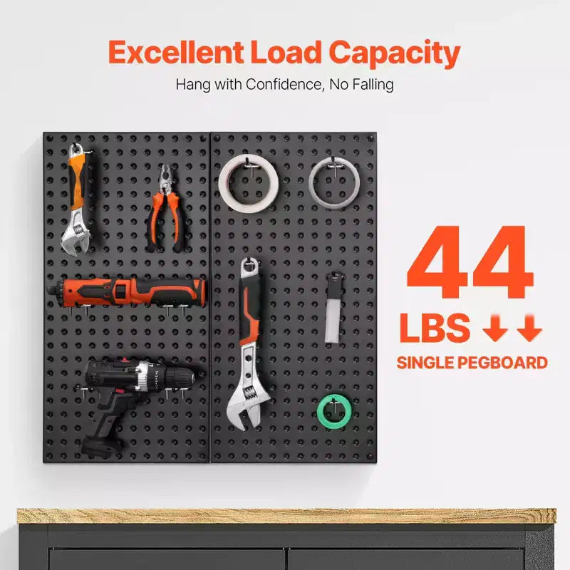 Pannelli per Pegboard in Metallo VEVOR, Pegboard 24 x 12, 2 Pannelli, Organizzatore da Parete per Pegboard Resistente con Accessori, Nero