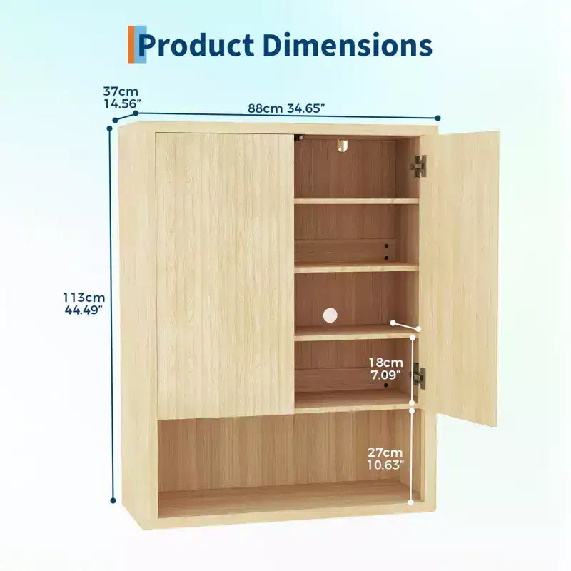 Scarpiera alta 113 cm con ante, mobile scarpiera in legno a 5 ripiani con ripiani regolabili, organizer per scarpe da ingresso, corridoio