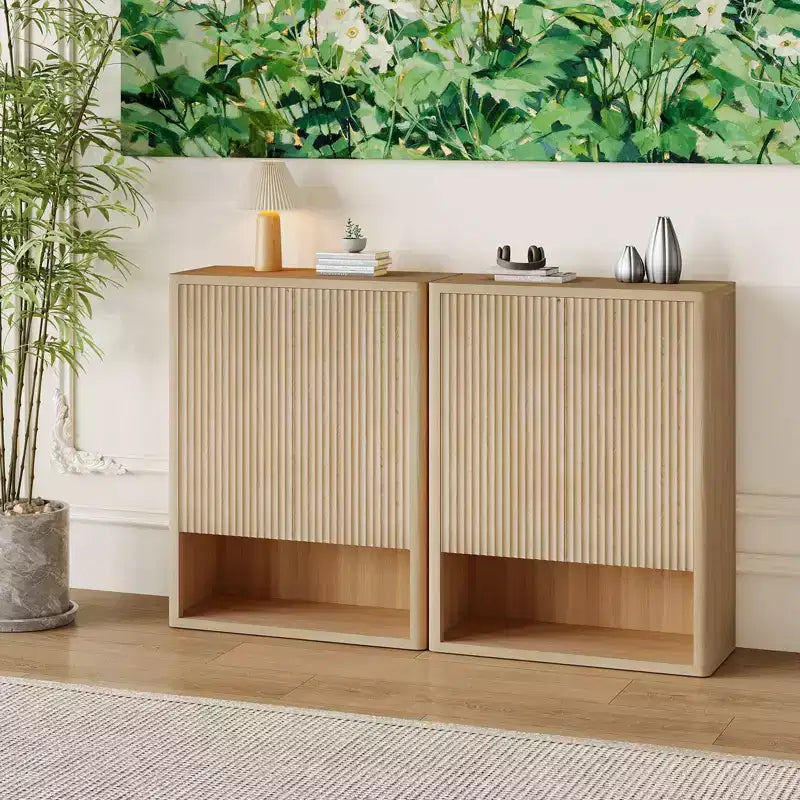 Scarpiera alta 113 cm con ante, mobile scarpiera in legno a 5 ripiani con ripiani regolabili, organizer per scarpe da ingresso, corridoio
