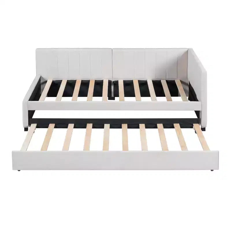 Bellemave - Divano letto singolo imbottito con letto estraibile, struttura divano letto singolo con bracciolo, divano letto per soggiorno camera da letto, beige