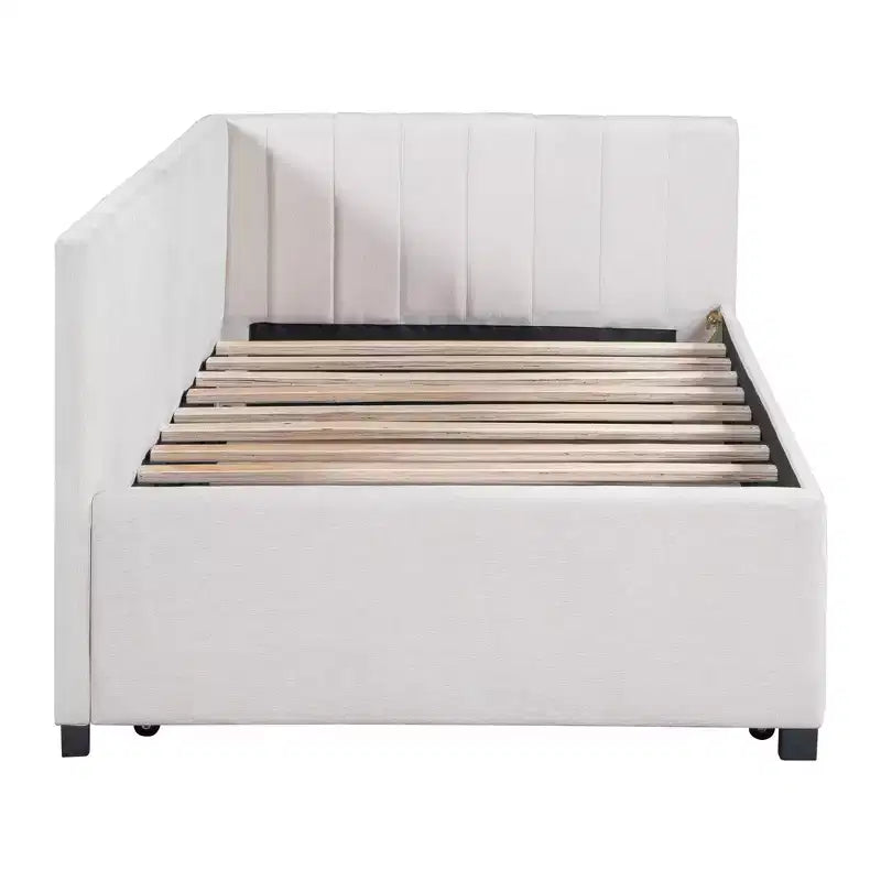 Bellemave - Divano letto singolo imbottito con letto estraibile, struttura divano letto singolo con bracciolo, divano letto per soggiorno camera da letto, beige