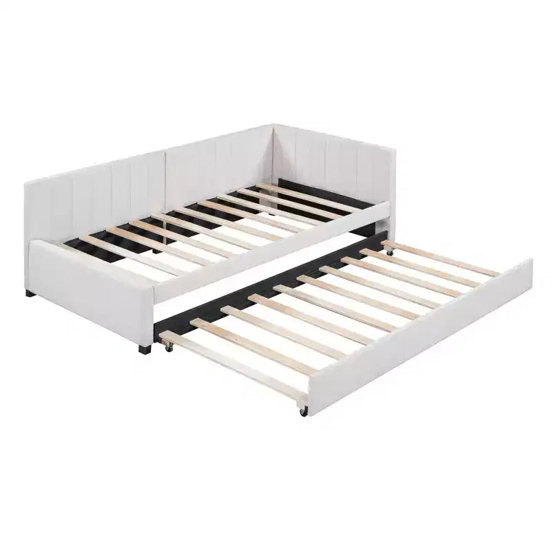 Bellemave - Divano letto singolo imbottito con letto estraibile, struttura divano letto singolo con bracciolo, divano letto per soggiorno camera da letto, beige