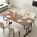 70.9in Rectangular Dining Table for 4-6 People, Heavy Metal Wine Glass Shaped Leg, Wear-Resistant Thickened Wooden Table Top For Kitchen Office Desk