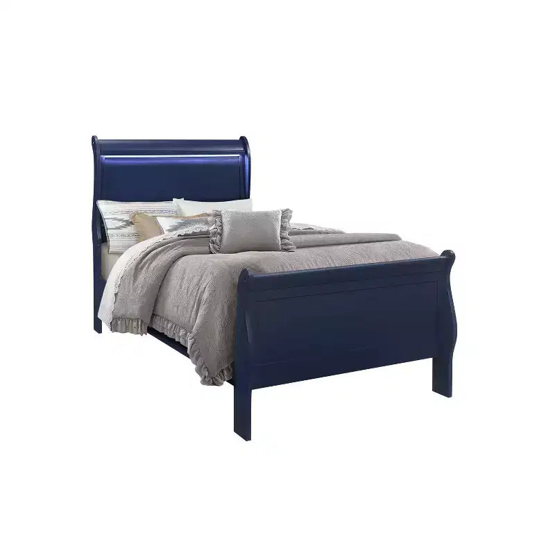 HomeStock 17,5 pollici di altezza, letto singolo blu con testiera in plastica