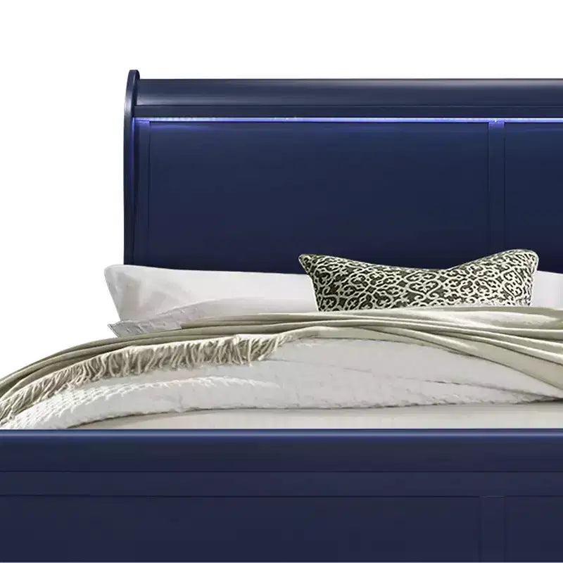 HomeStock 17,5 pollici di altezza, letto singolo blu con testiera in plastica