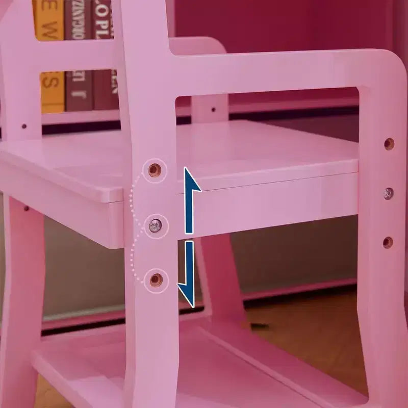 Scrivania e Sedia per Bambini - Tavolo da Scrittura in Legno con Libreria, Bacheca e Spazio Contenitore per Età 3-8