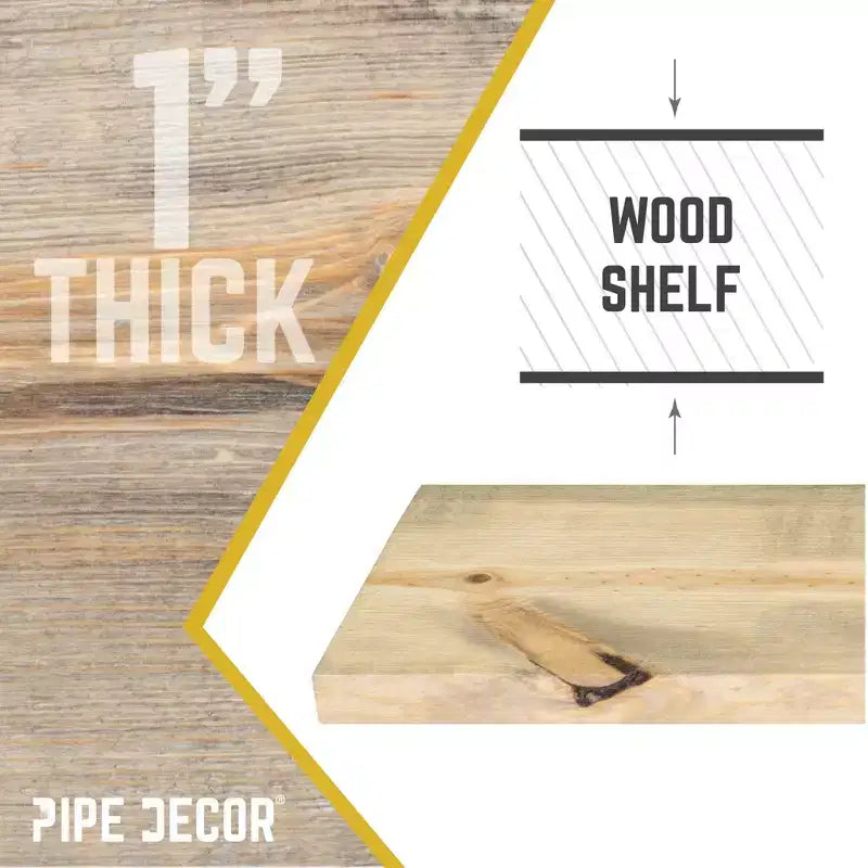 RESTORE Mensola in Legno Driftwood Tan da 24 pollici (Solo Legno) di Pipe Decor