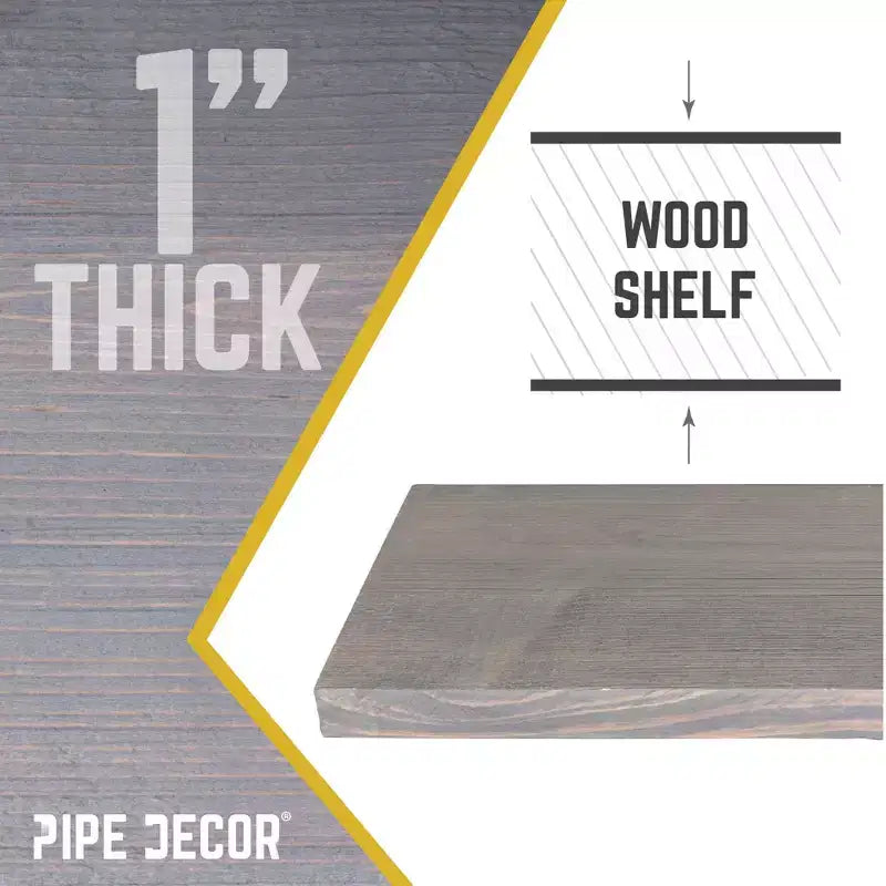 RESTORE Riverstone Grey Mensole in legno da 24 pollici (solo legno) di Pipe Decor