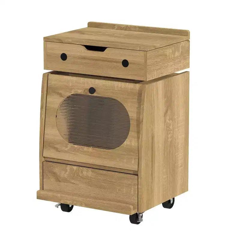 Famapy Playful Robot - Shaped Nightstand,360 Rotation,Touch-Control LED Strip,Side Cabinet with Rotatable Top,Lockable Wheels