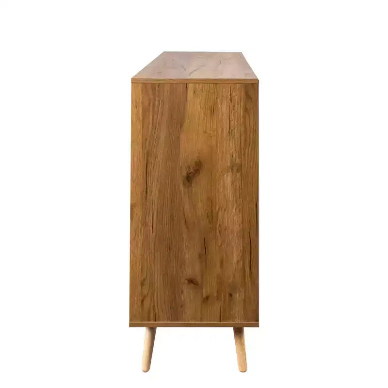 Homy Casa Mobile Contenitore 47 con 3 Cassetti e 2 Ante, Gambe in Legno, Quercia Bianca