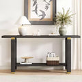Okak 63IN Modern Narrow Console Table, Entryway Table with Metal Accents and Open Shelf, Accent Table for Living Room, Hallway, Black