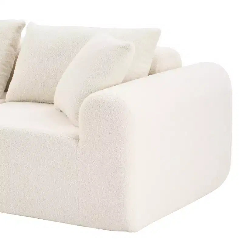 Divano letto imbottito in tessuto Dovelina Teddy a 3 posti, divano a L moderno e confortevole con morbidi cuscini