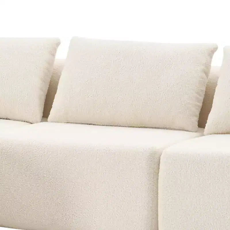 Divano letto imbottito in tessuto Dovelina Teddy a 3 posti, divano a L moderno e confortevole con morbidi cuscini