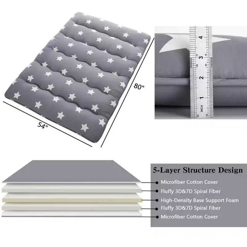 Materasso Futon Giapponese, Tappetino Tatami Portatile da Campeggio, Materassino per Bambini, Materasso Arrotolabile Pieghevole
