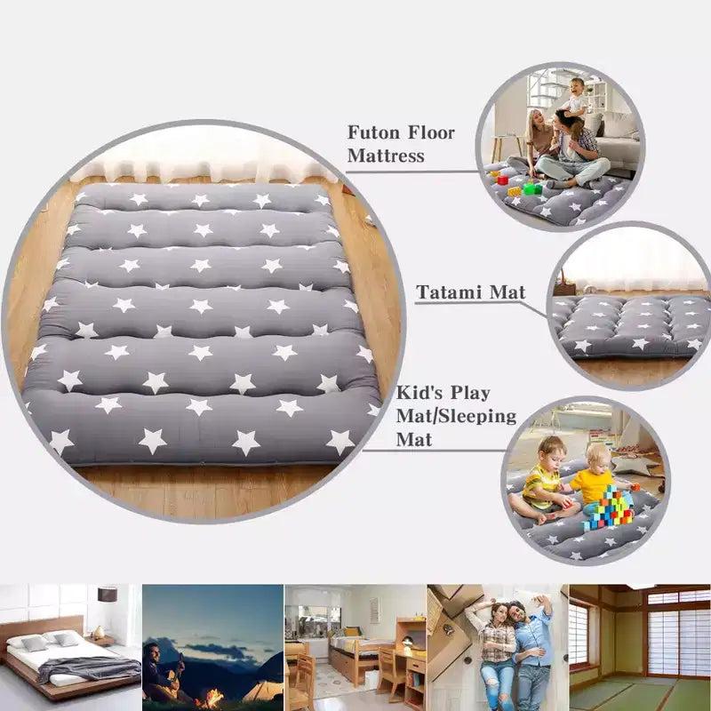 Materasso Futon Giapponese, Tappetino Tatami Portatile da Campeggio, Materassino per Bambini, Materasso Arrotolabile Pieghevole