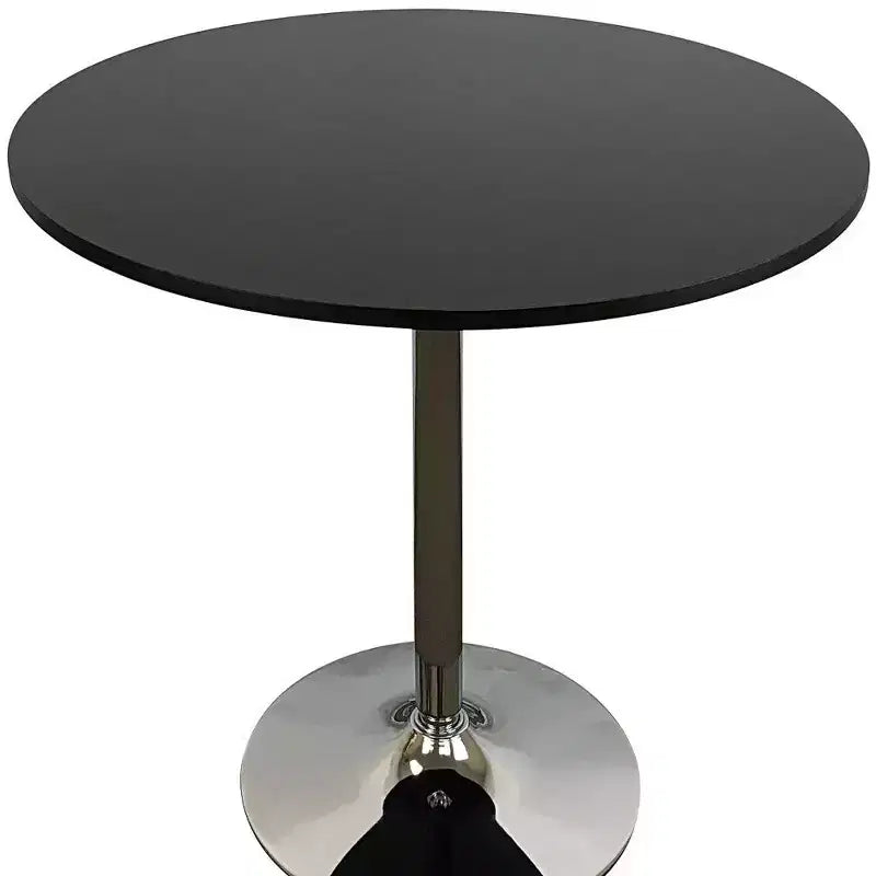 Tavolo da pranzo con piano rotondo con base a piedistallo in legno nero e argento e metallo da 36 pollici
