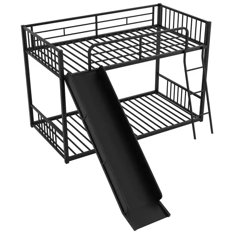 Letto a castello in metallo con scivolo, letto a castello con scivolo Twin su Twin per bambini, ragazzi e adulti