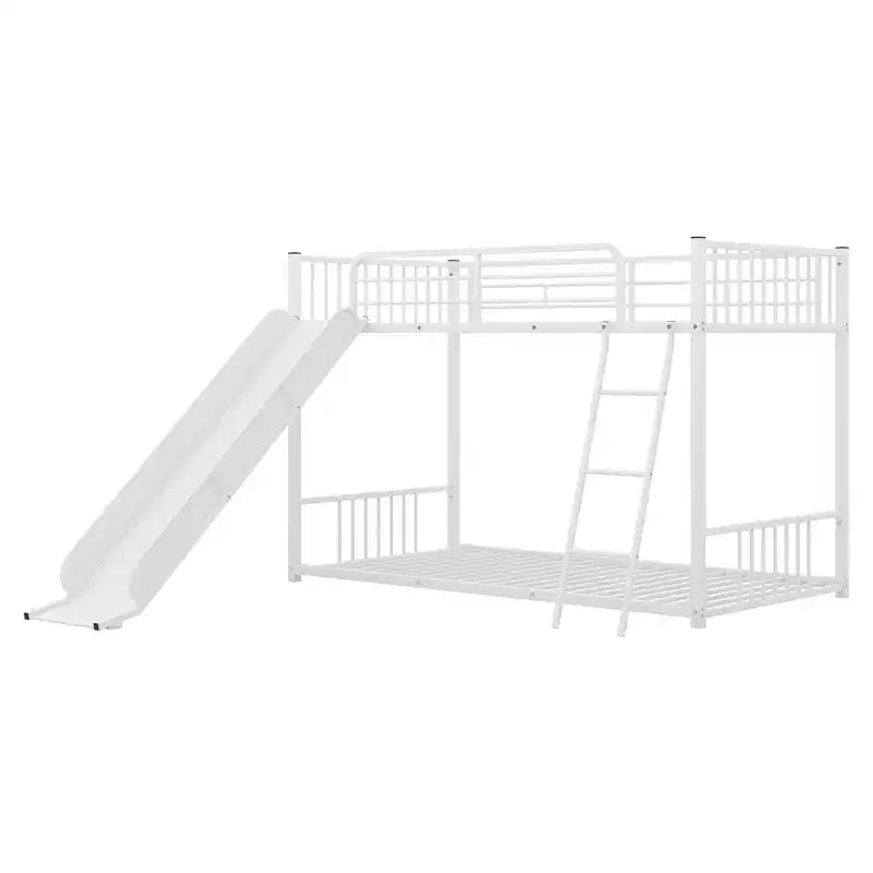 Letto a castello in metallo con scivolo, letto a castello con scivolo Twin su Twin per bambini, ragazzi e adulti