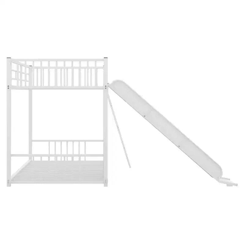 Letto a castello in metallo con scivolo, letto a castello con scivolo Twin su Twin per bambini, ragazzi e adulti