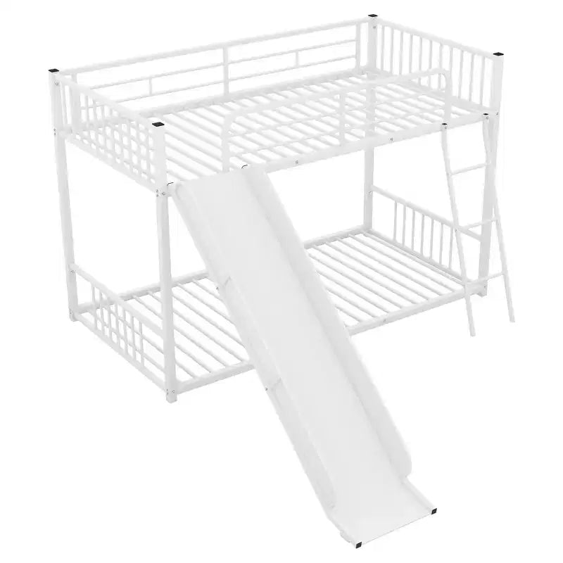 Letto a castello in metallo con scivolo, letto a castello con scivolo Twin su Twin per bambini, ragazzi e adulti