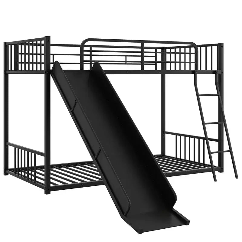 Letto a castello in metallo con scivolo, letto a castello con scivolo Twin su Twin per bambini, ragazzi e adulti