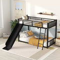 Twin Size Metal Bunk Bed with Slide, Twin over Twin Bunk Slide Bed for Kids Teens Adults