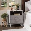 1/2 PCS Modern Nightstand, Fluted End Table with 2 Drawers & Open Shelf, Wooden Bedside Table, Sofa Side Table for Living Room Bedroom Sofa Couch