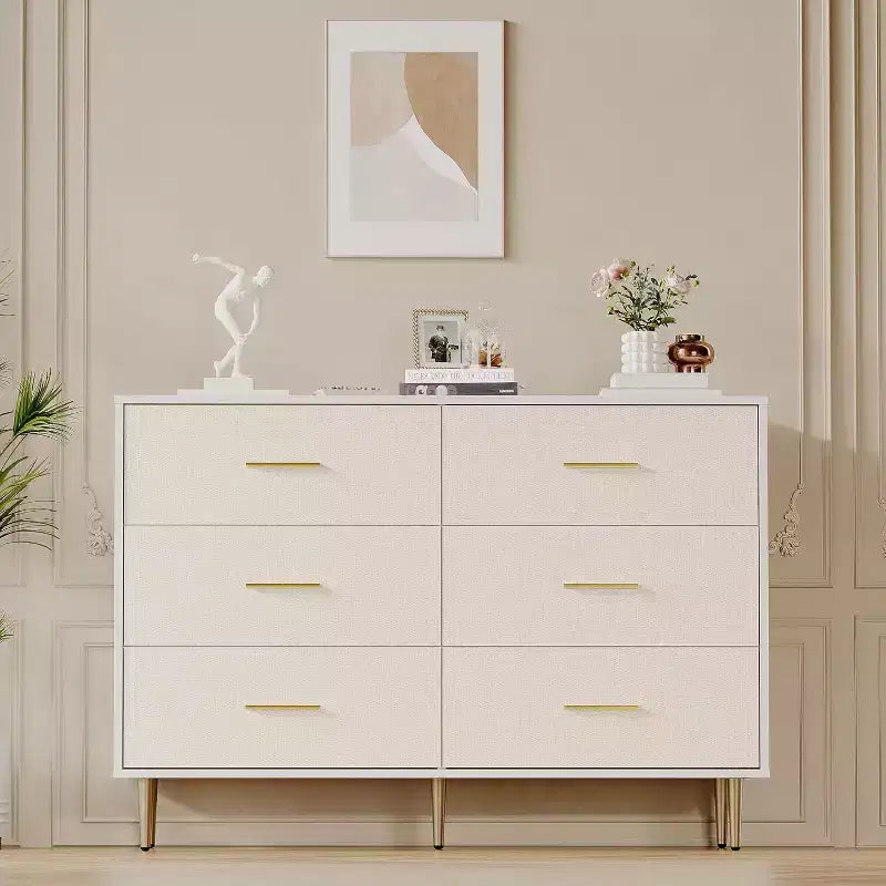 Comò a 6 cassetti, cassettiera moderna in legno per camera da letto con maniglie e cassetti portaoggetti, mobile porta TV in stile rustico per soggiorno, camera da letto, corridoio