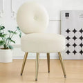 Furniliving Velvet Vanity Stool with Back Makeup Chair with Metal Legs, Living Room/Dressing Room/Bedroom