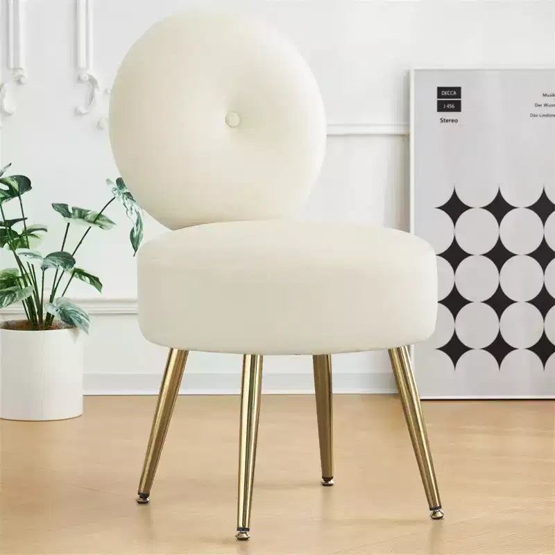 Furniliving Velvet Vanity Stool with Back Makeup Chair with Metal Legs, Living Room/Dressing Room/Bedroom
