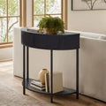 Rosary Blenn Half Moon Console Table with Drawer Storage