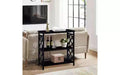 Okak Modern Console Table with 3-Tier Open Storage Shelves, Entryway Table with Solid Wood Legs, Accent Table for Living Room, Black