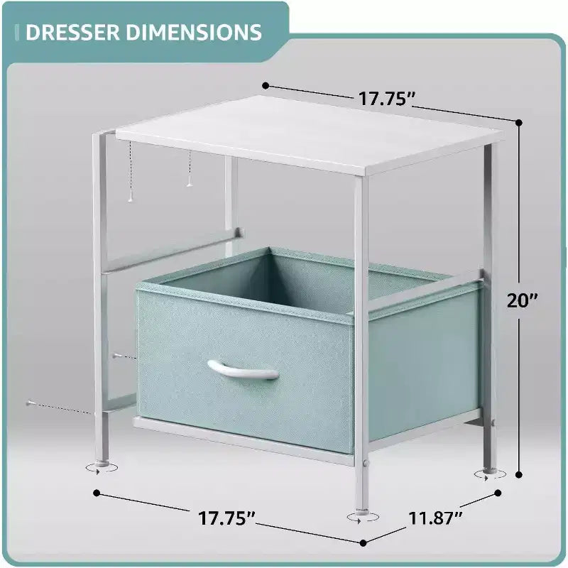 Comodino Sorbus con 2 cassetti - Telaio in acciaio, piano in legno e contenitori in tessuto facili da estrarre - Ottimo per casa, camera da letto, ufficio e dormitorio universitario