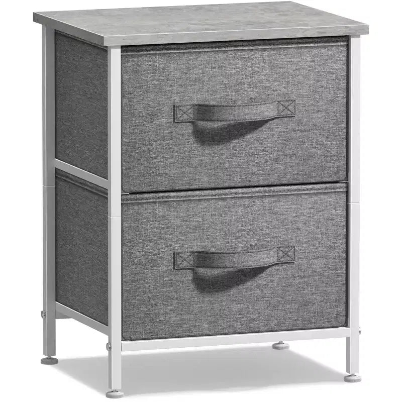 Comodino Sorbus con 2 cassetti - Telaio in acciaio, piano in legno e contenitori in tessuto facili da estrarre - Ottimo per casa, camera da letto, ufficio e dormitorio universitario