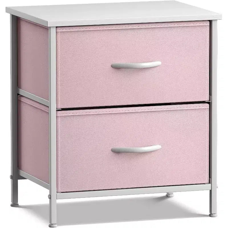 Comodino Sorbus con 2 cassetti - Telaio in acciaio, piano in legno e contenitori in tessuto facili da estrarre - Ottimo per casa, camera da letto, ufficio e dormitorio universitario