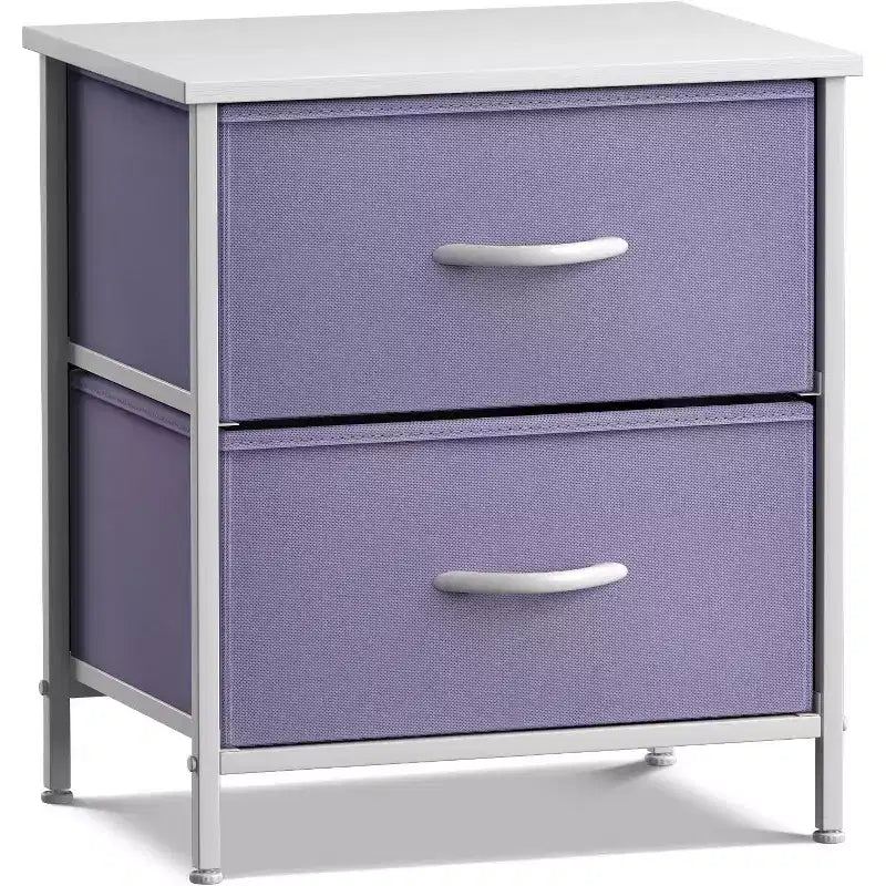 Comodino Sorbus con 2 cassetti - Telaio in acciaio, piano in legno e contenitori in tessuto facili da estrarre - Ottimo per casa, camera da letto, ufficio e dormitorio universitario