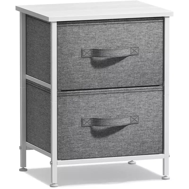 Comodino Sorbus con 2 cassetti - Telaio in acciaio, piano in legno e contenitori in tessuto facili da estrarre - Ottimo per casa, camera da letto, ufficio e dormitorio universitario