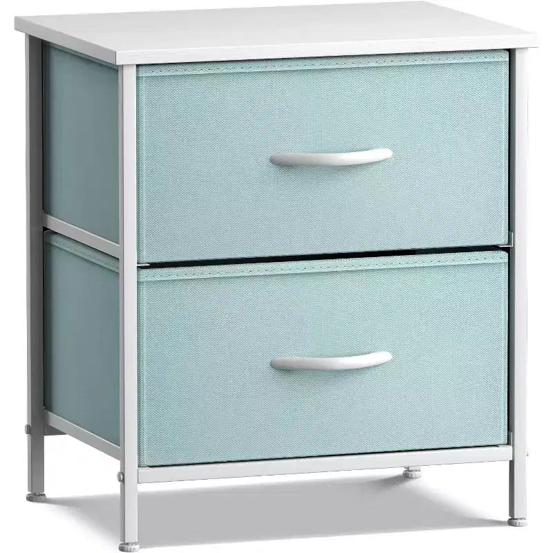 Comodino Sorbus con 2 cassetti - Telaio in acciaio, piano in legno e contenitori in tessuto facili da estrarre - Ottimo per casa, camera da letto, ufficio e dormitorio universitario