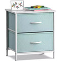 Sorbus Nightstand with 2 Drawers - Steel Frame, Wood Top & Easy Pull Fabric Bins - Great for Home, Bedroom, Office & College Dorm
