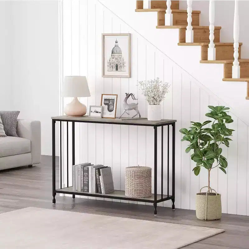 COZONY 41.5 Tavolino Consolle Stretto con Ripiano, Tavolo Slim da Ingresso per Corridoio, Dietro il Divano, Foyer