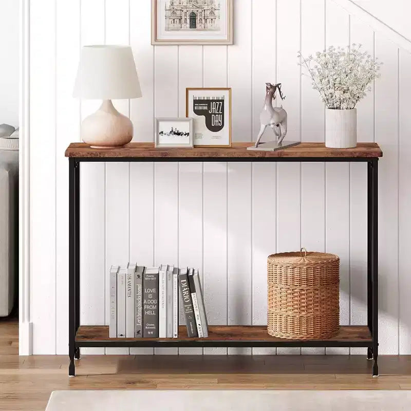 COZONY 41.5 Tavolino Consolle Stretto con Ripiano, Tavolo Slim da Ingresso per Corridoio, Dietro il Divano, Foyer