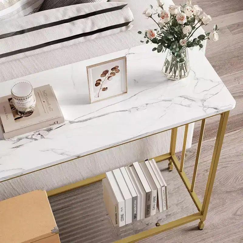 COZONY 41.5 Tavolino Consolle Stretto con Ripiano, Tavolo Slim da Ingresso per Corridoio, Dietro il Divano, Foyer