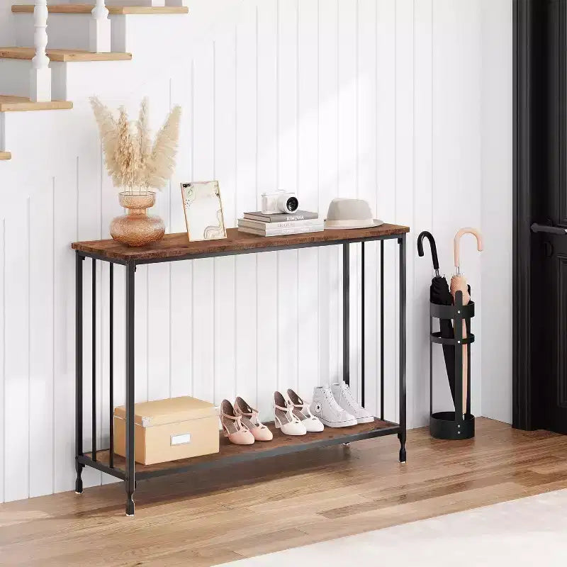 COZONY 41.5 Tavolino Consolle Stretto con Ripiano, Tavolo Slim da Ingresso per Corridoio, Dietro il Divano, Foyer