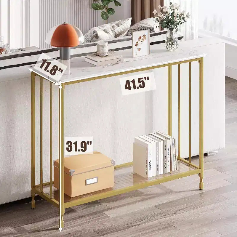 COZONY 41.5 Tavolino Consolle Stretto con Ripiano, Tavolo Slim da Ingresso per Corridoio, Dietro il Divano, Foyer