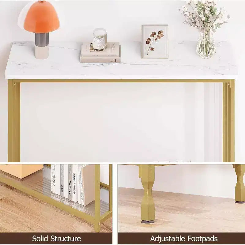 COZONY 41.5 Tavolino Consolle Stretto con Ripiano, Tavolo Slim da Ingresso per Corridoio, Dietro il Divano, Foyer