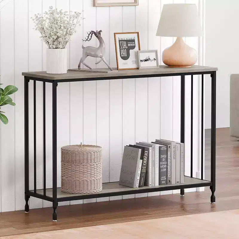 COZONY 41.5 Tavolino Consolle Stretto con Ripiano, Tavolo Slim da Ingresso per Corridoio, Dietro il Divano, Foyer