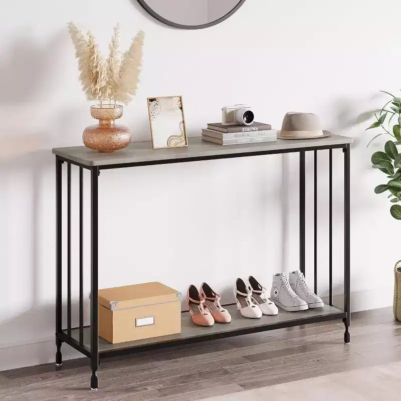 COZONY 41.5 Tavolino Consolle Stretto con Ripiano, Tavolo Slim da Ingresso per Corridoio, Dietro il Divano, Foyer